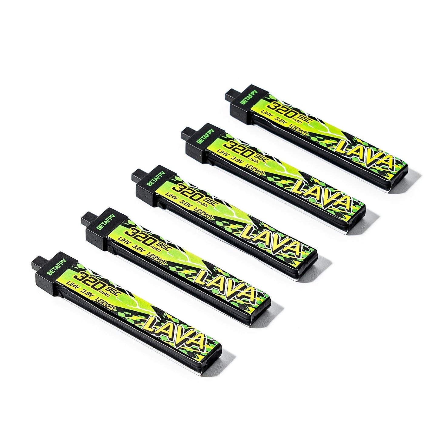 Batería BetaFPV LAVA II 1S de 320 mAh vista de perfil con conector BT2.0