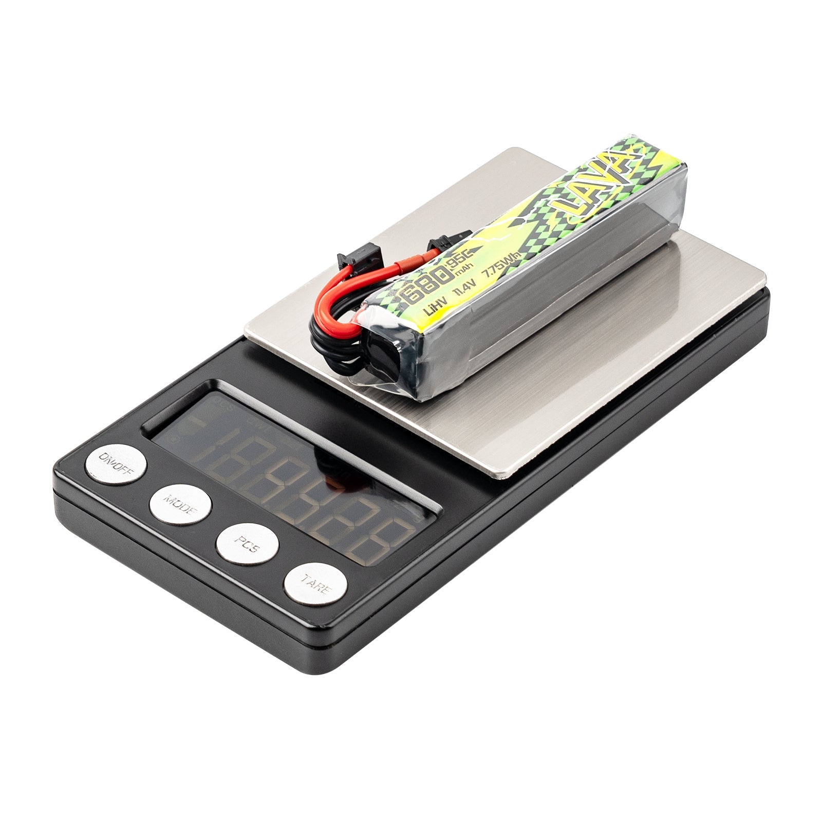 Peso real de la bateria LAVA II 3S de 680 mAh en bascula: 48,5 gramos